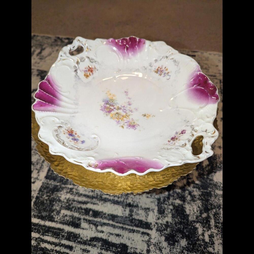 Vintage Ornate Porcelain Serving Bowl Stamped C.T. Germany